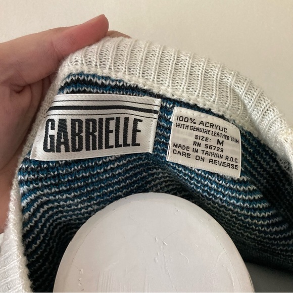 Gabrielle | Vintage Leather Trim Mixed Stripe Sweater - Picture 5 of 6